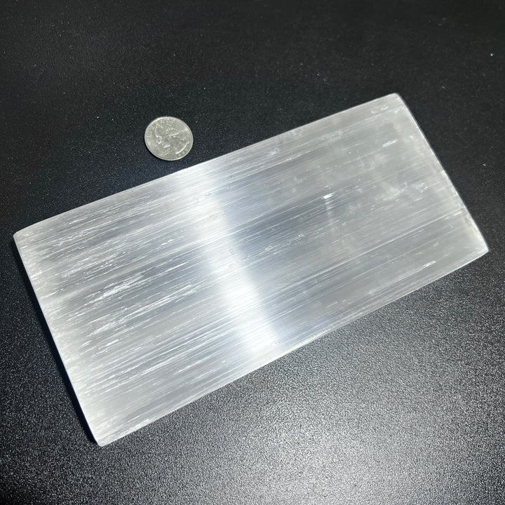 Extra Large Selenite Satin Spar Crystal Bar Plate Carving