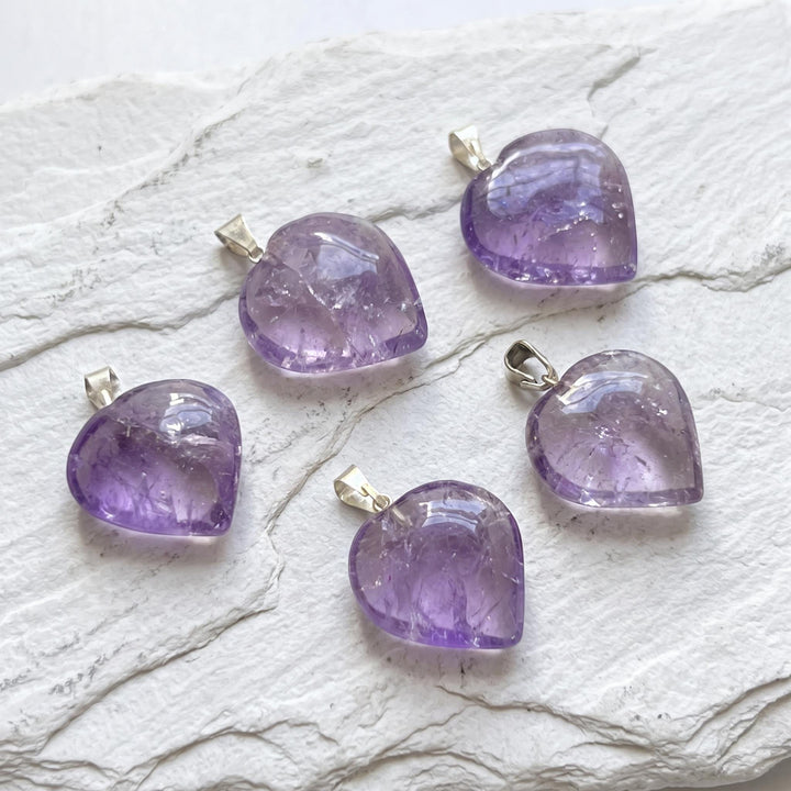 Amethyst Heart / Spade Shaped Pendant (Silver Bail)