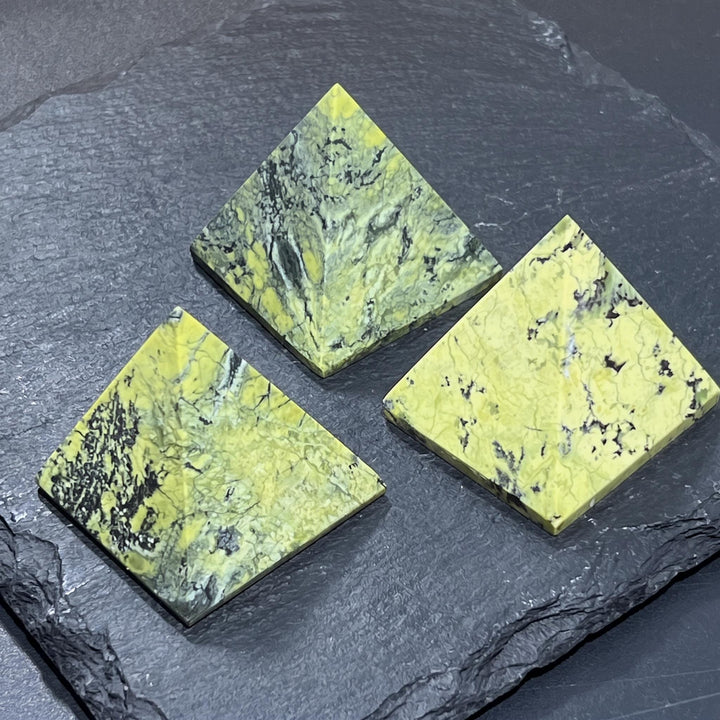 Green Serpentine Pyramid Carving
