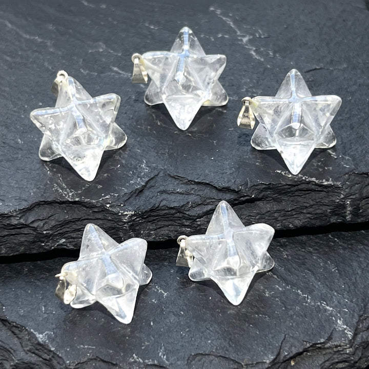 Quartz Crystal Merkaba Pendant (Silver Bail)