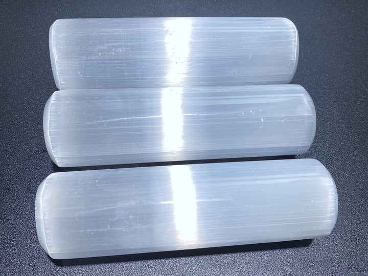 Large Selenite Satin Spar Cylinder Crystal Carving