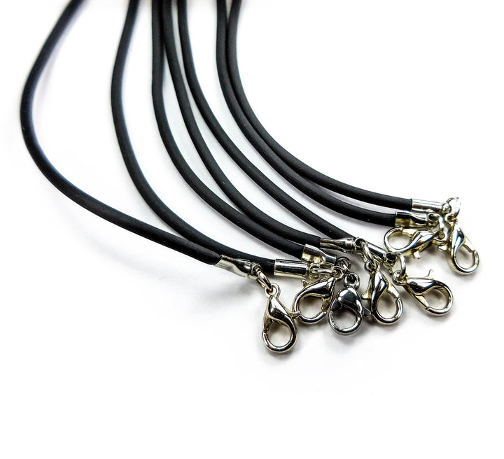 Necklace Cords Black Cord Necklaces Lobster Claw Clasp 2mm Solid Rubber Rope Cording - Jewelry Supplies Silver Findings Bead Roping