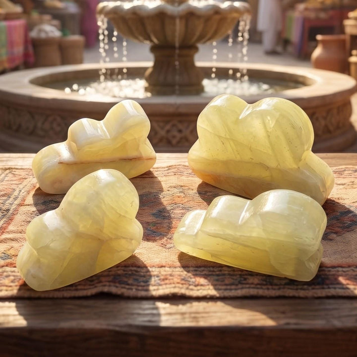 Yellow Calcite Cloud Shape Carving