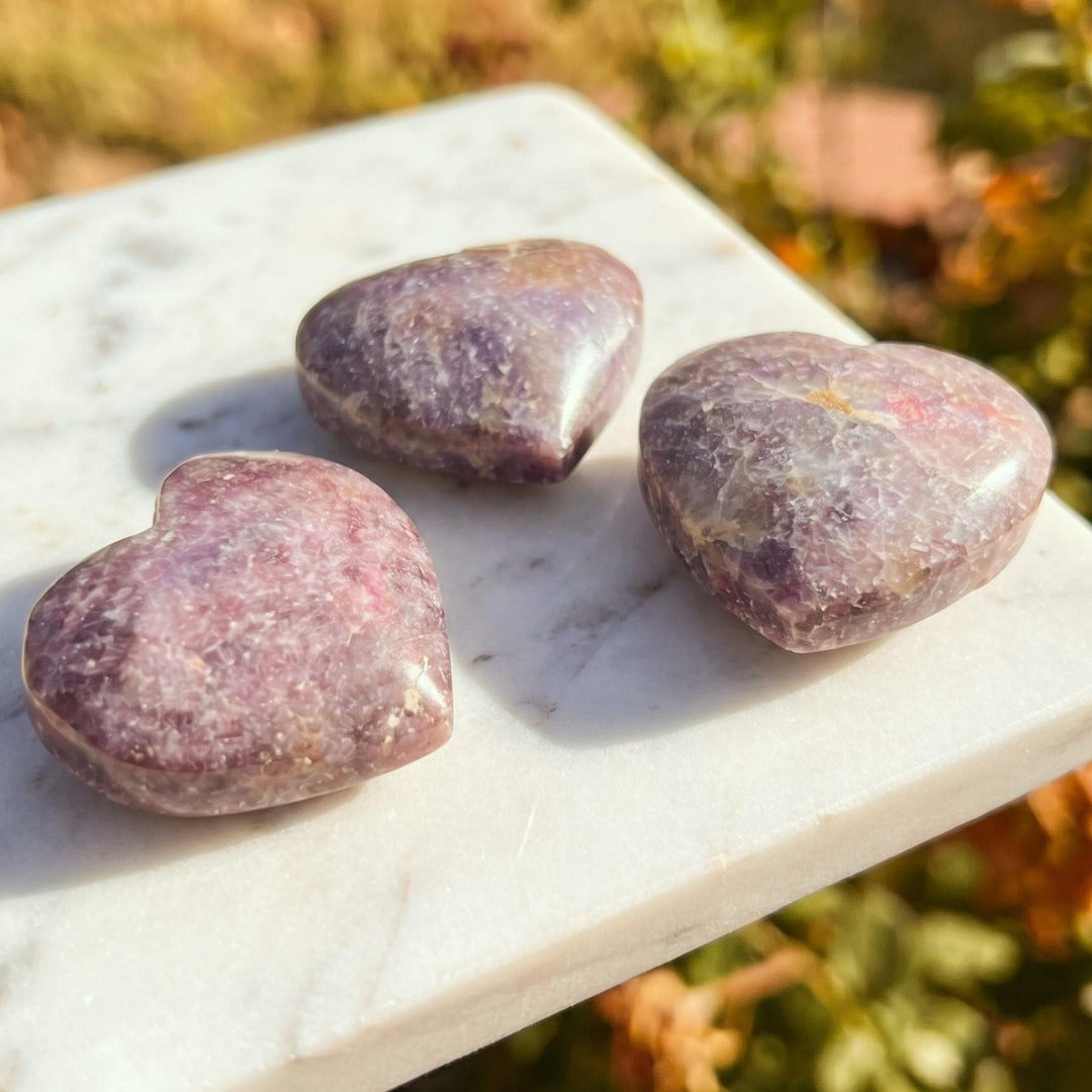 Purple Lilac Unicorn Lepidolite Stone Heart Carving