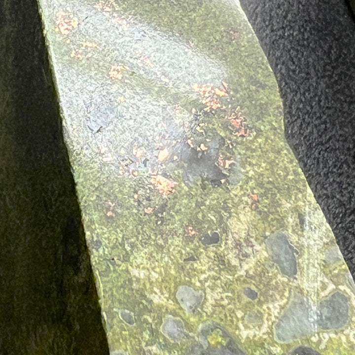 Dioptase Crystal Matrix with Copper Specs Standing Tower Carving