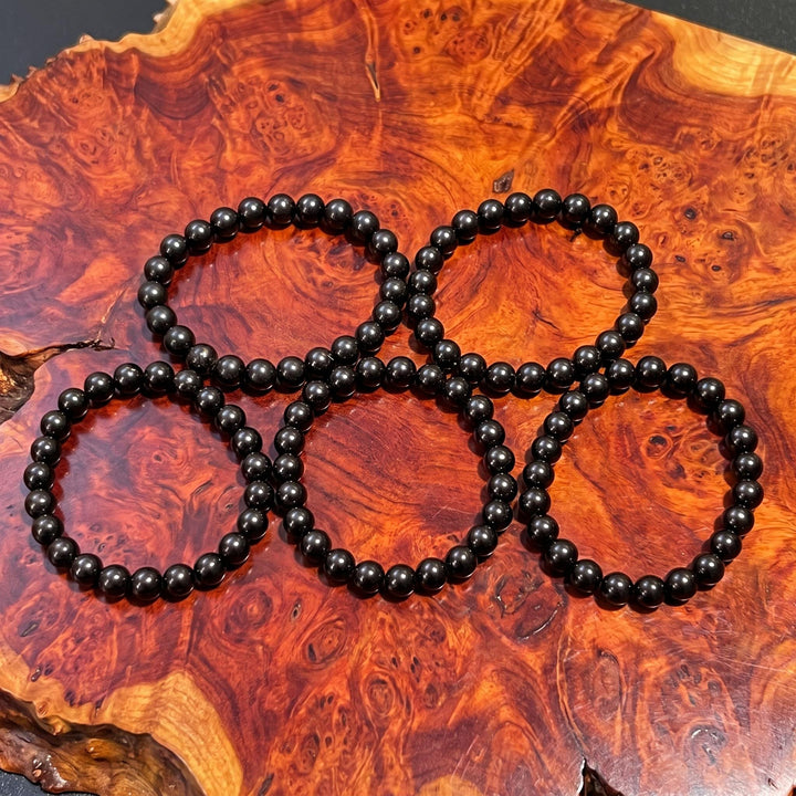 Black Shungite (Type-2) Karelian Bead Stretch Bracelet (8mm Beads)