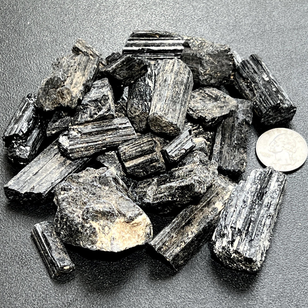 Black Tourmaline Haystack Rough Crystals (By The Piece or Pound)