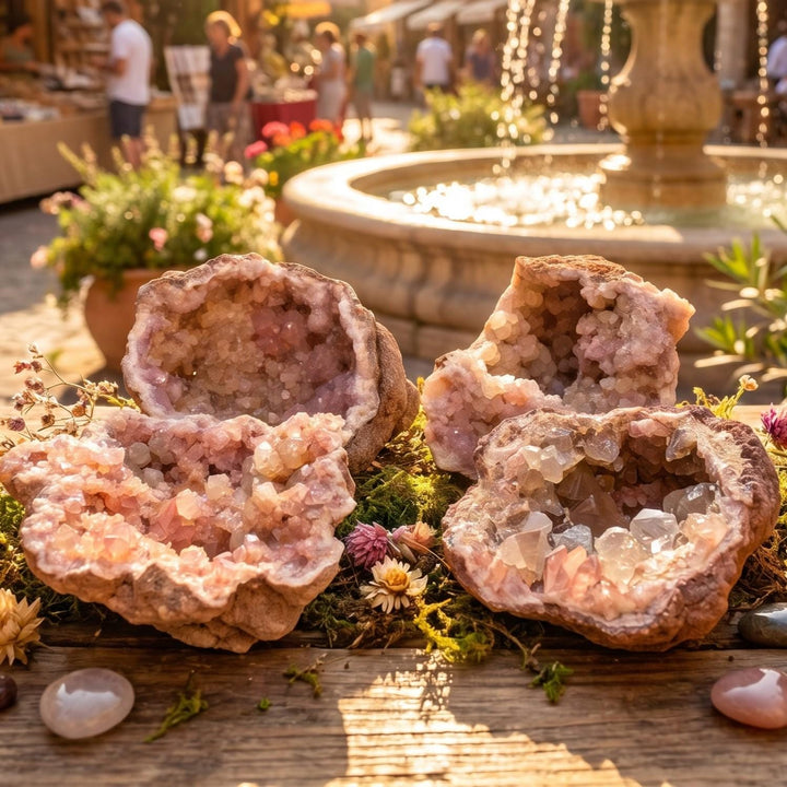 Pink Amethyst Clusters Large Druzy Rough Geodes