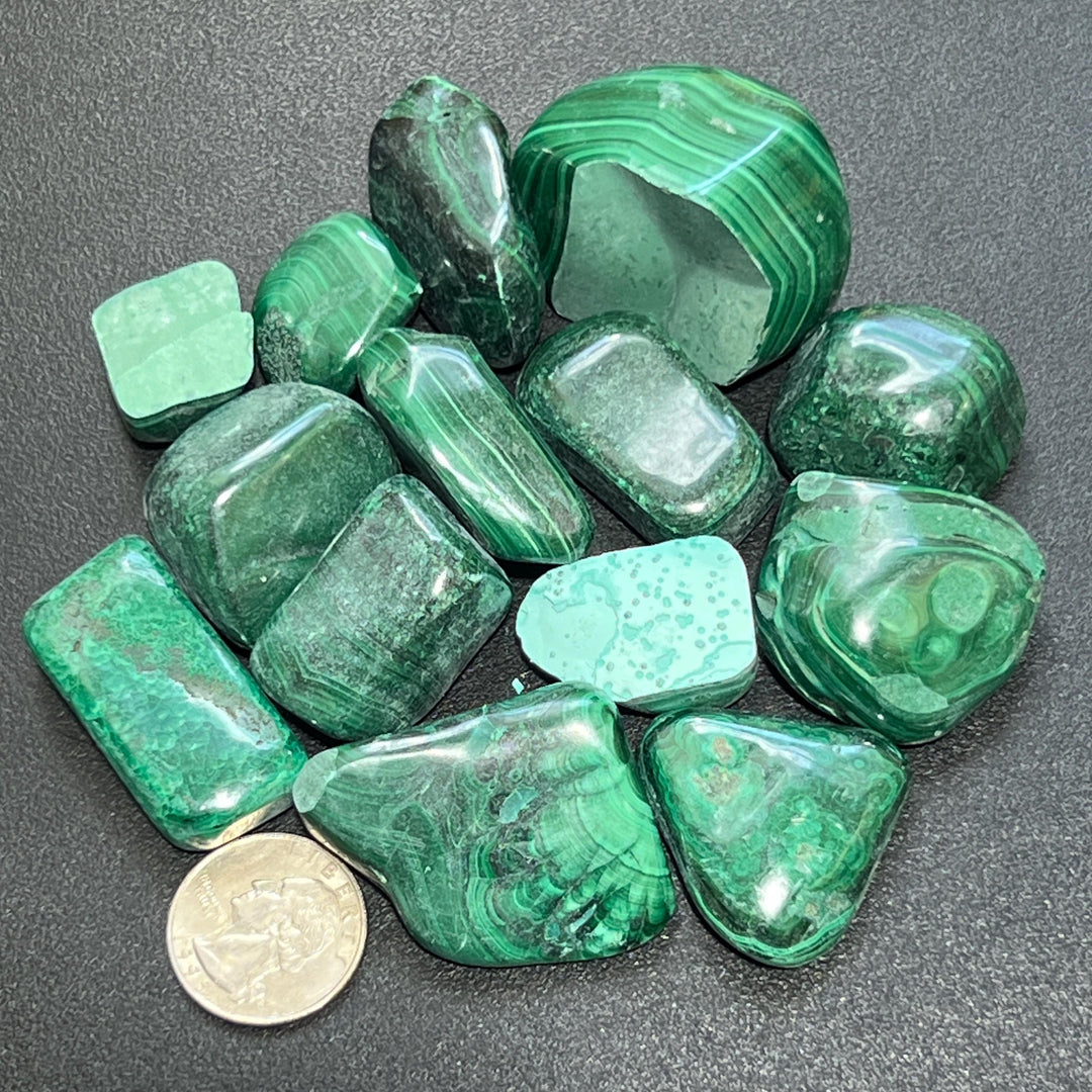 Tumbled Chipped Cracked Green Malachite Stones (Discounted)