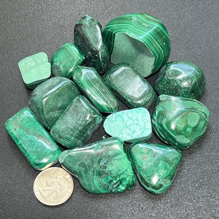 Tumbled Chipped Cracked Green Malachite Stones (Discounted)