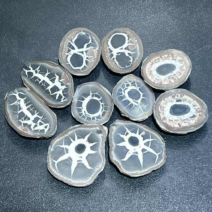 Small Septarian Nodule Matching Pairs Slices Cabochon Carving