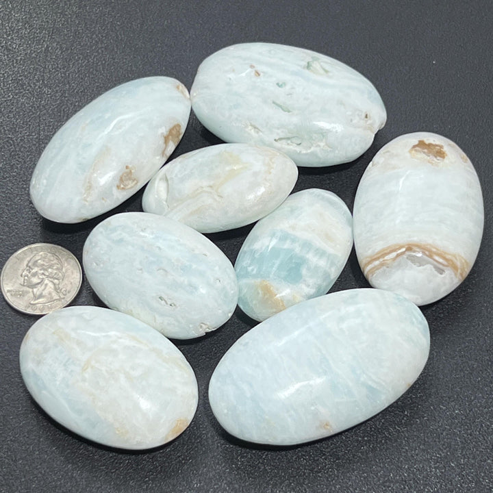Blue Caribbean Calcite Palm Stone Carving