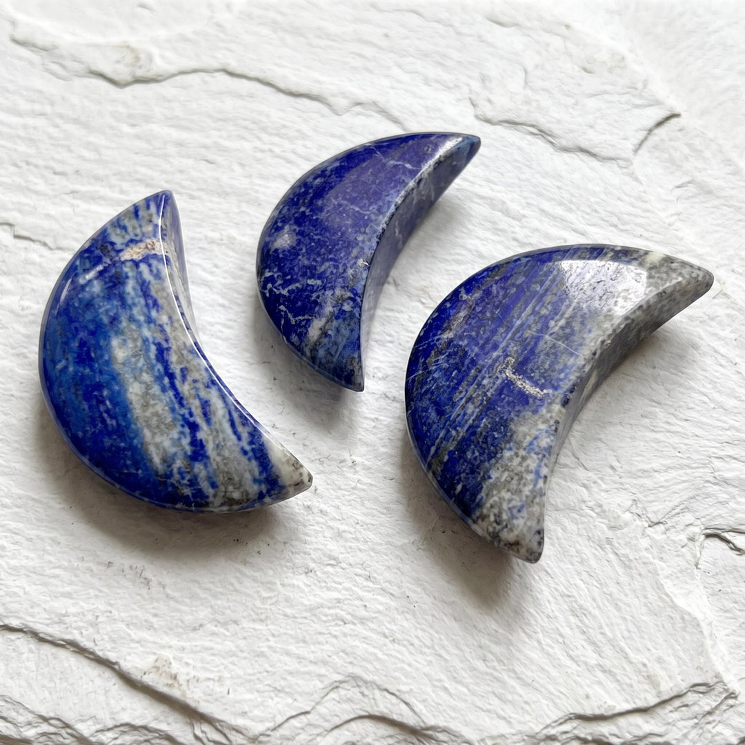 Lapis Lazuli Crescent Moon Carving (UV Reactive)
