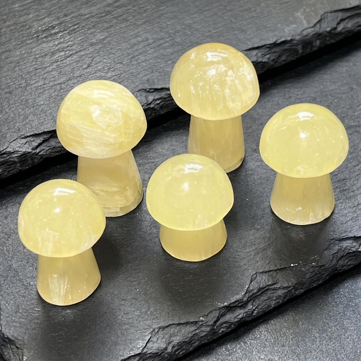 Yellow Calcite Crystal Mushroom Carving