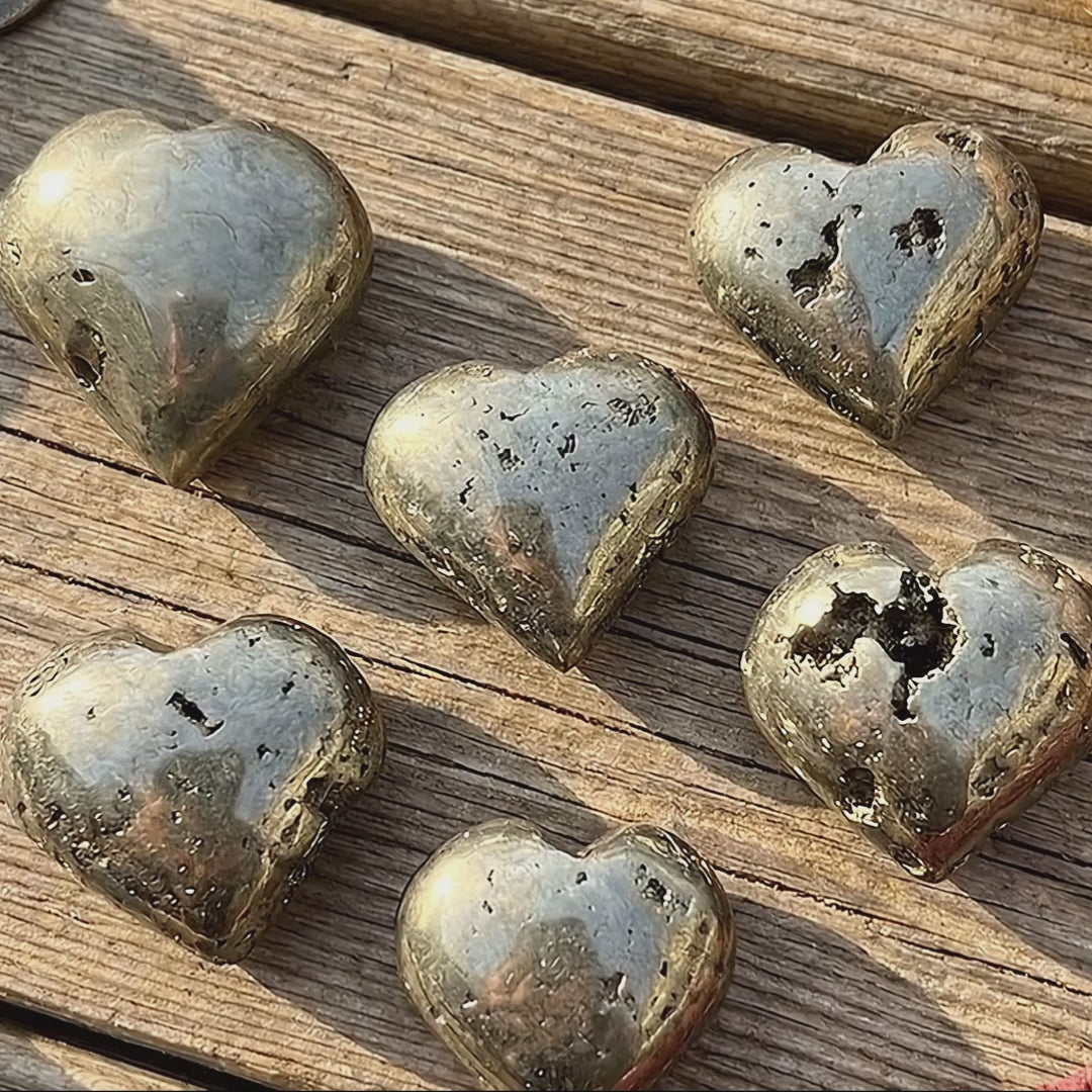 Iron Pyrite Crystal Puffy Heart Carving