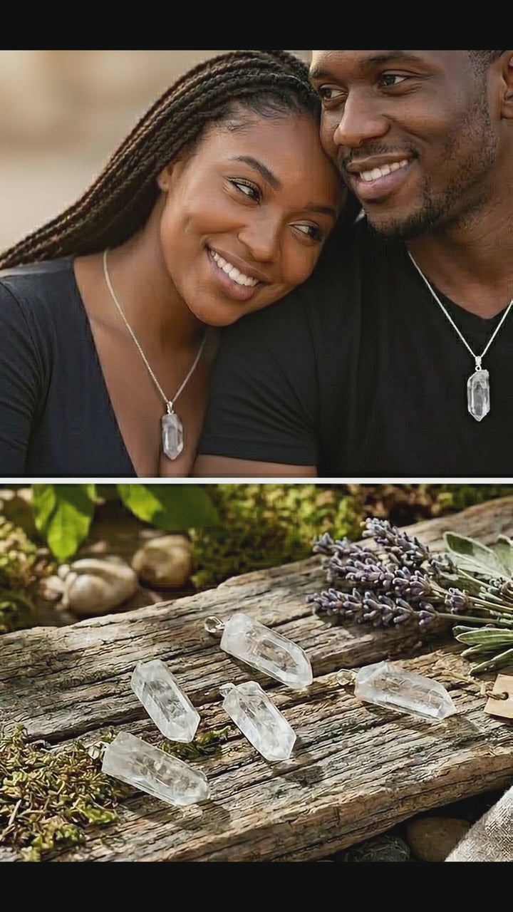 Raw Quartz Crystal Pendant Rough Clear Point (Silver Bail)