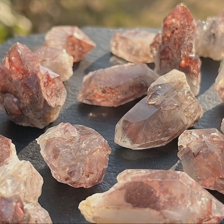 Red Hematoid Quartz Crystal Points And Clusters Rough Raw