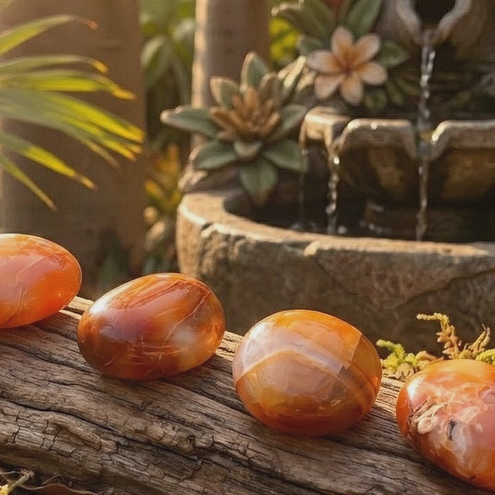 Carnelian Agate Large Tumbled Palm Stone Carving