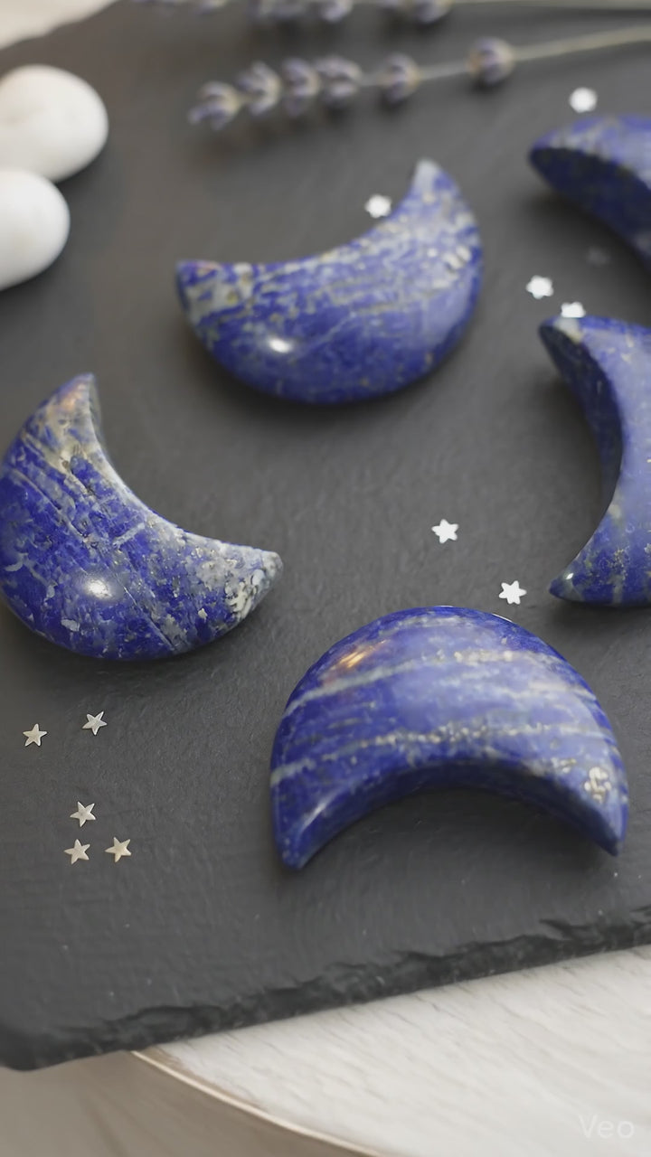 Lapis Lazuli Crescent Moon Carving