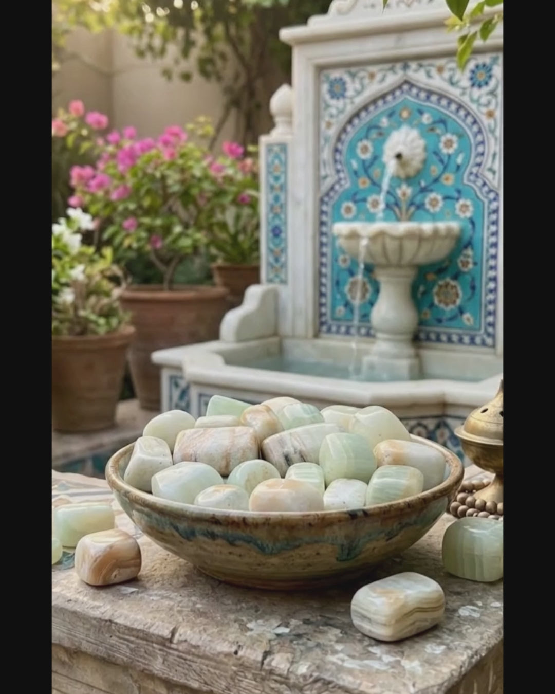 Green Blue Banded Calcite Tumbled Stones