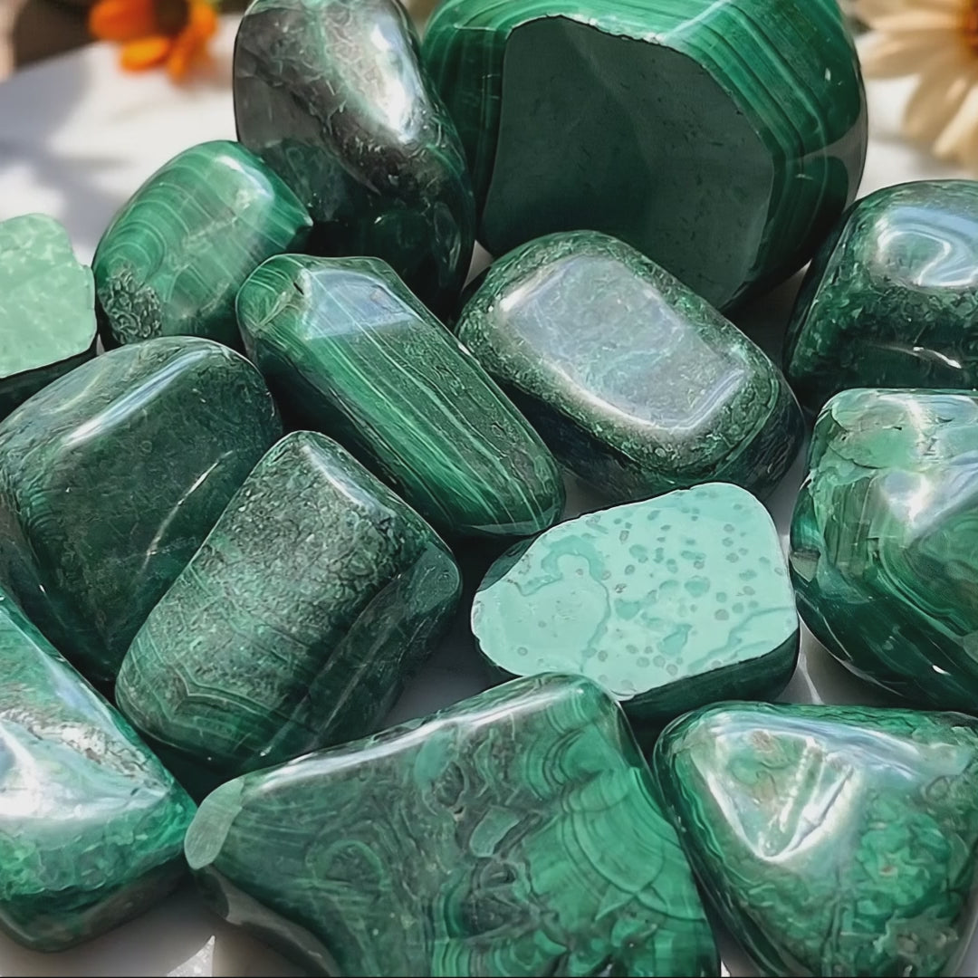 Tumbled Chipped Cracked Green Malachite Stones (Discounted)