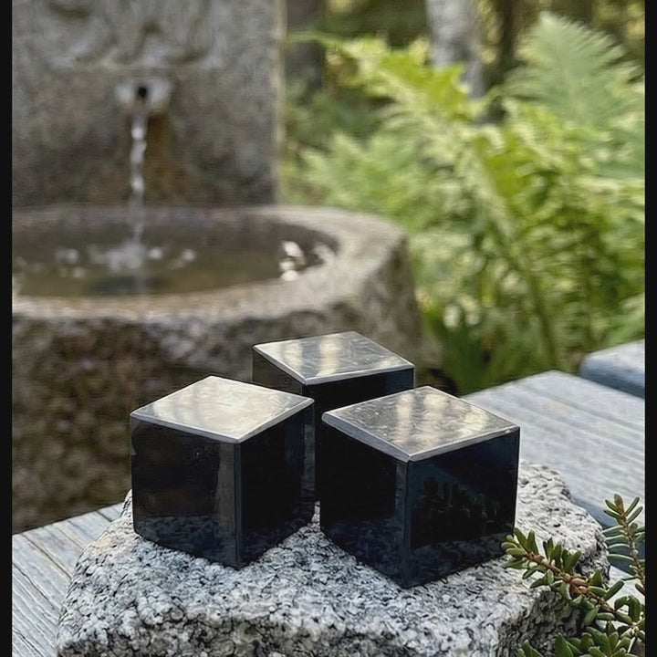 Black Shungite Cube Carving (Type-2) From Karelia Russia