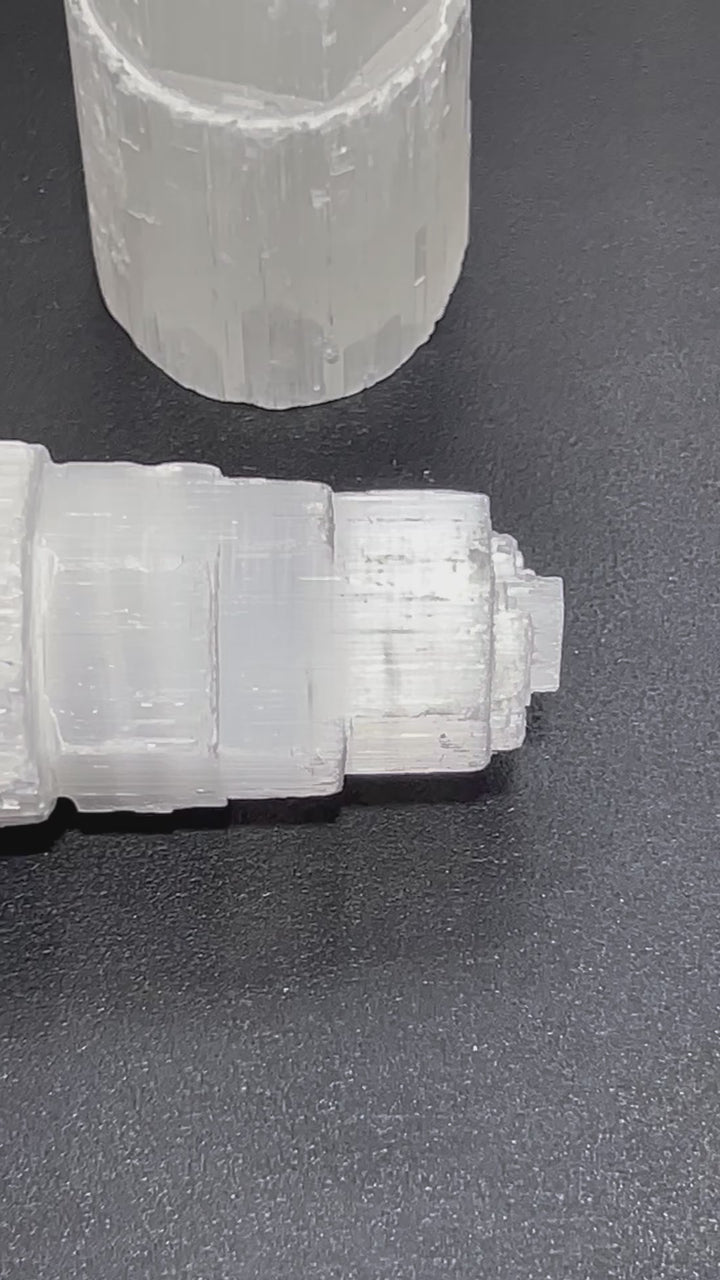 Selenite Satin Spar Crystal Standing Tower Carving (4 Inch)