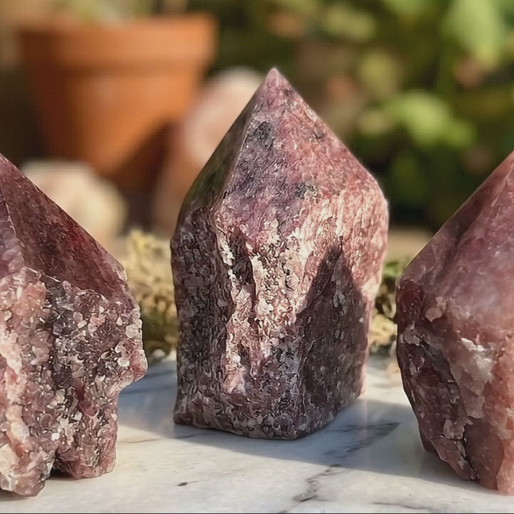 Red Strawberry Quartz Crystal Point Tower Carving (Top Polished)