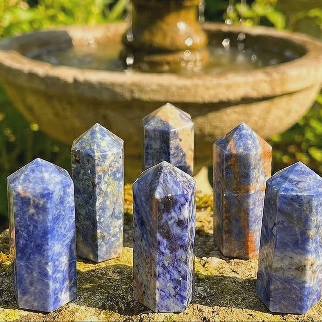 Blue Sodalite Crystal Point Tower Obelisk Carving