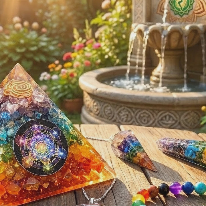 7 Chakras Orgone Pyramid Carving Gift Set (5 Pieces)