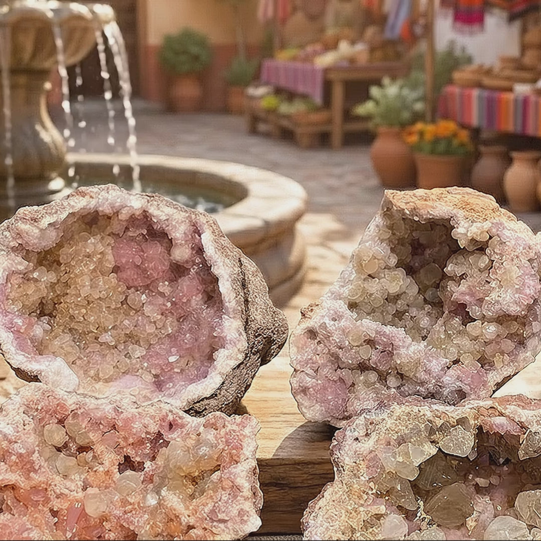 Pink Amethyst Clusters Large Druzy Rough Geodes