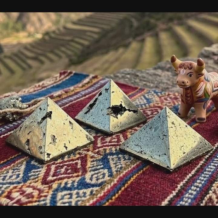 Iron Pyrite Pyramid Crystal Druzy Carving Polished Fools Gold