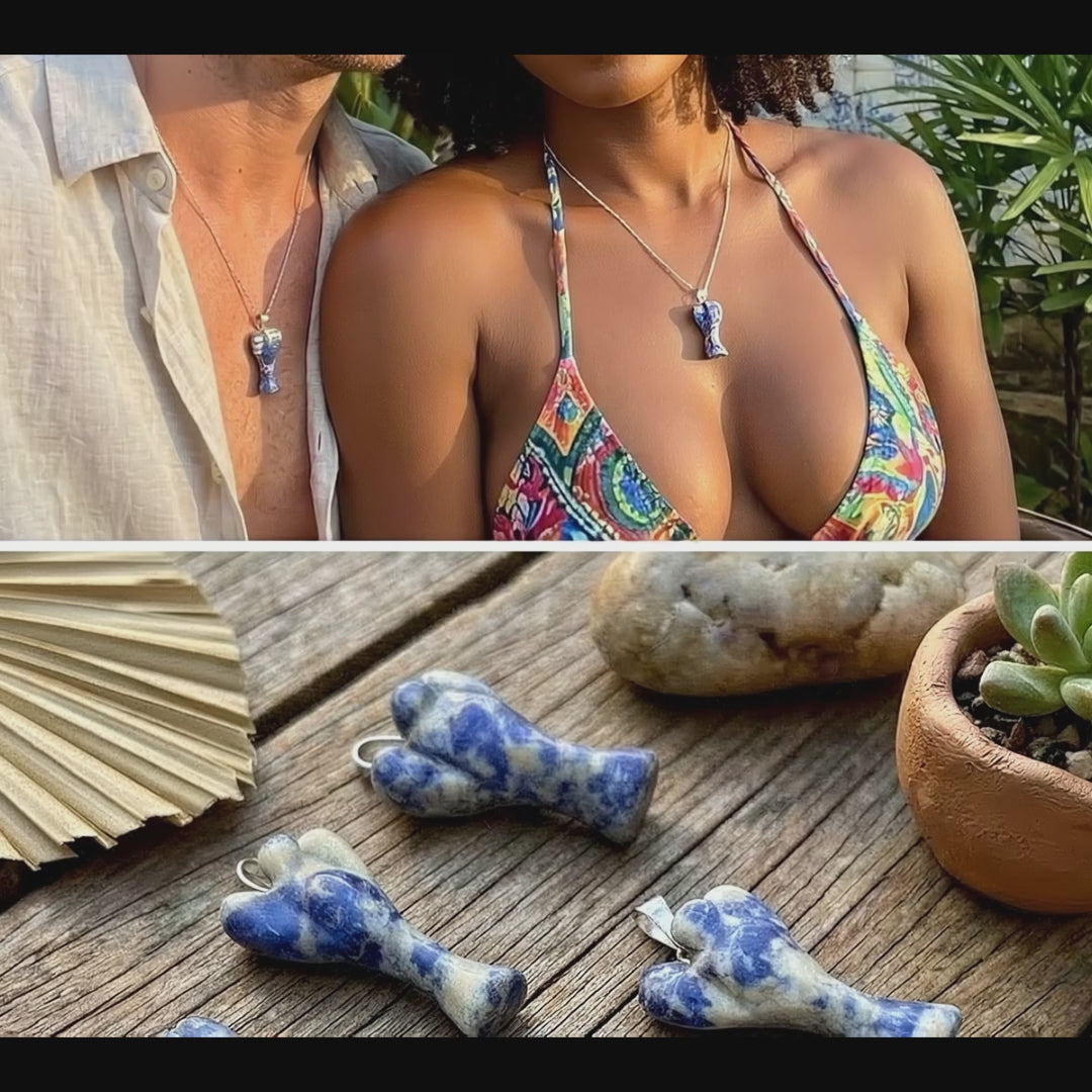 Blue Sodalite Crystal Angel Pendant (Silver Bail)