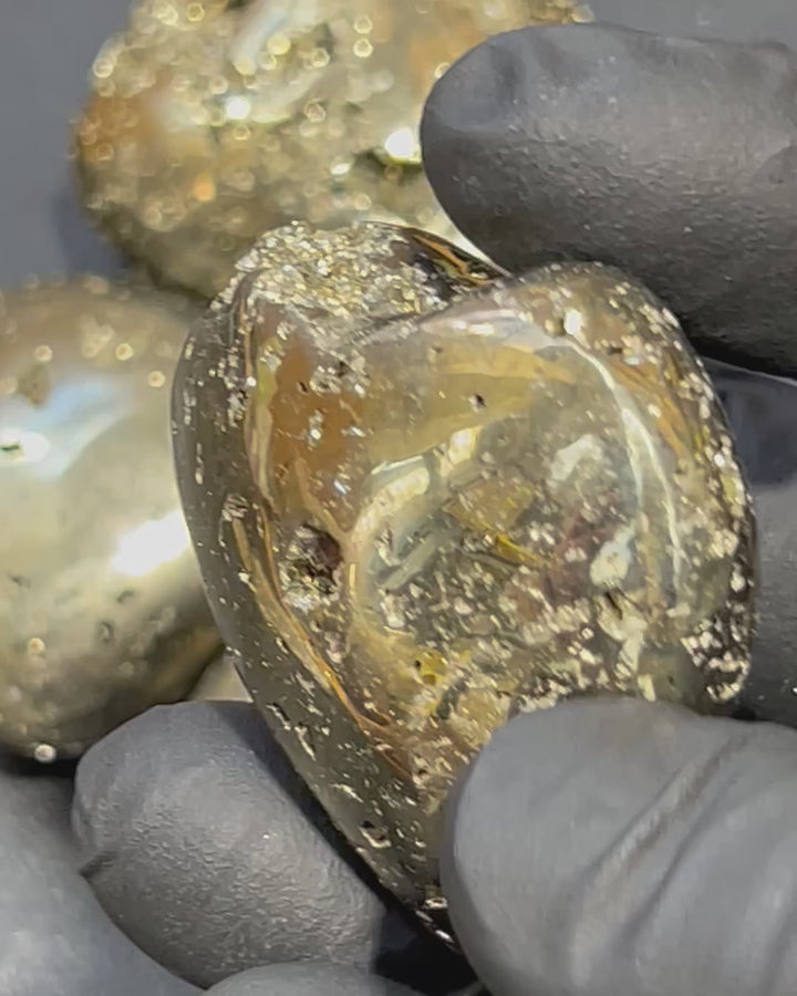 Iron Pyrite Crystal Puffy Heart Carving