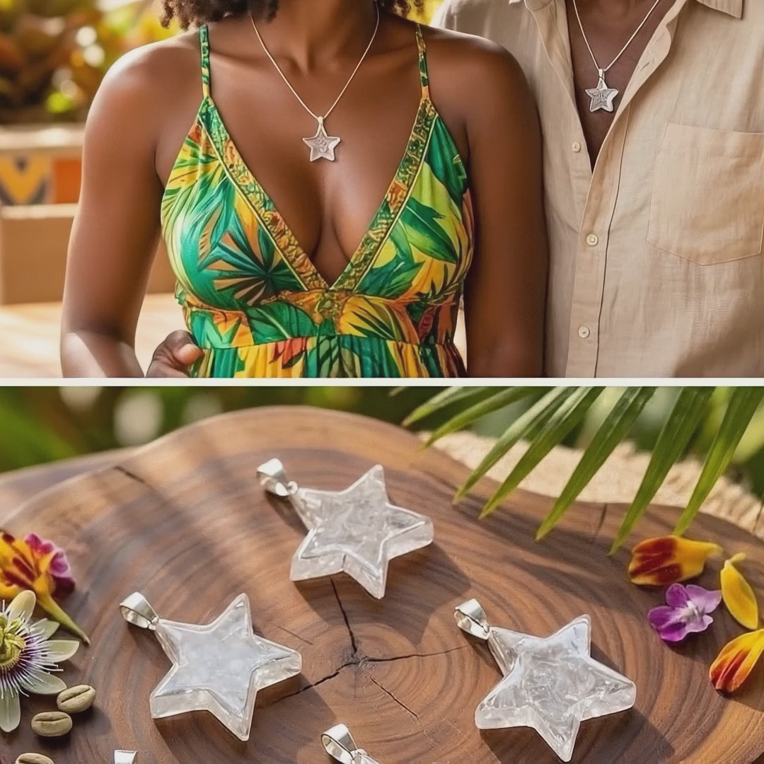 Clear Quartz Crystal Star Pendant (Silver Bail)