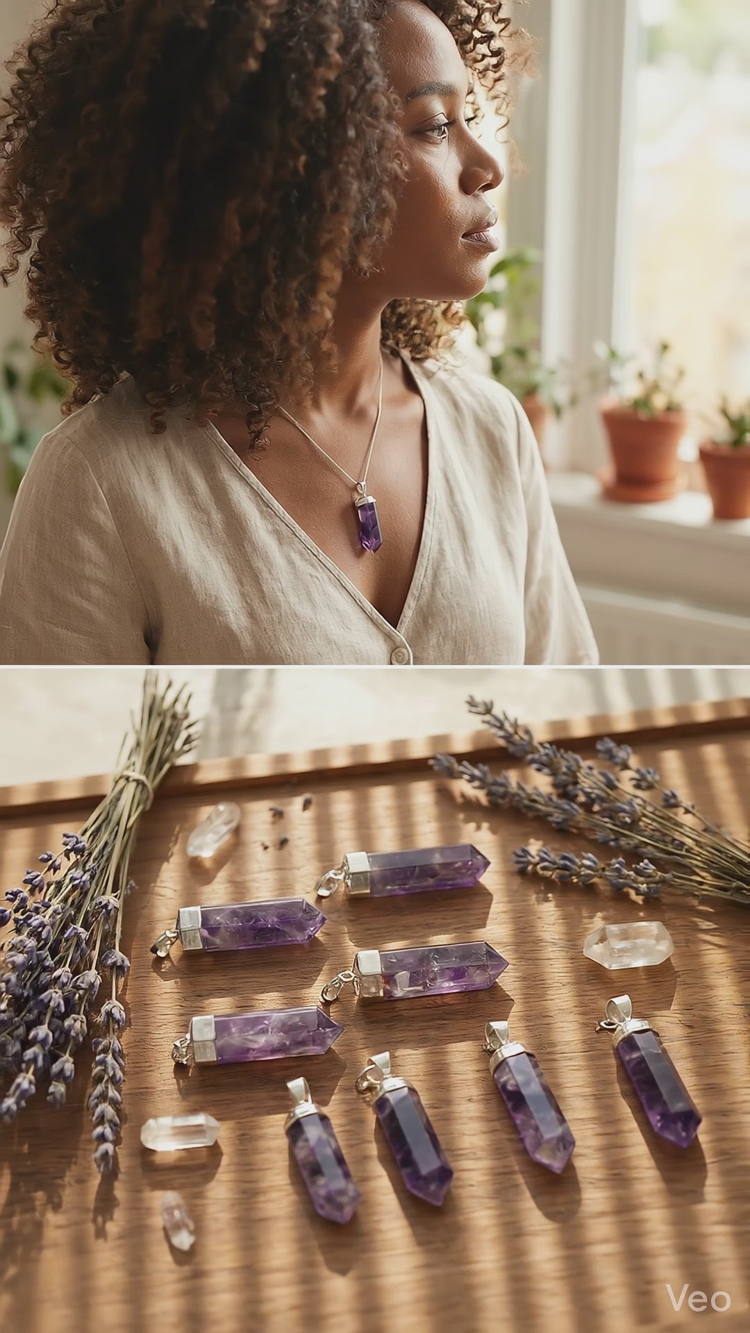 Amethyst Crystal Point Pendant (Silver Plated) Faceted Gemstone Jewelry Necklace Supply