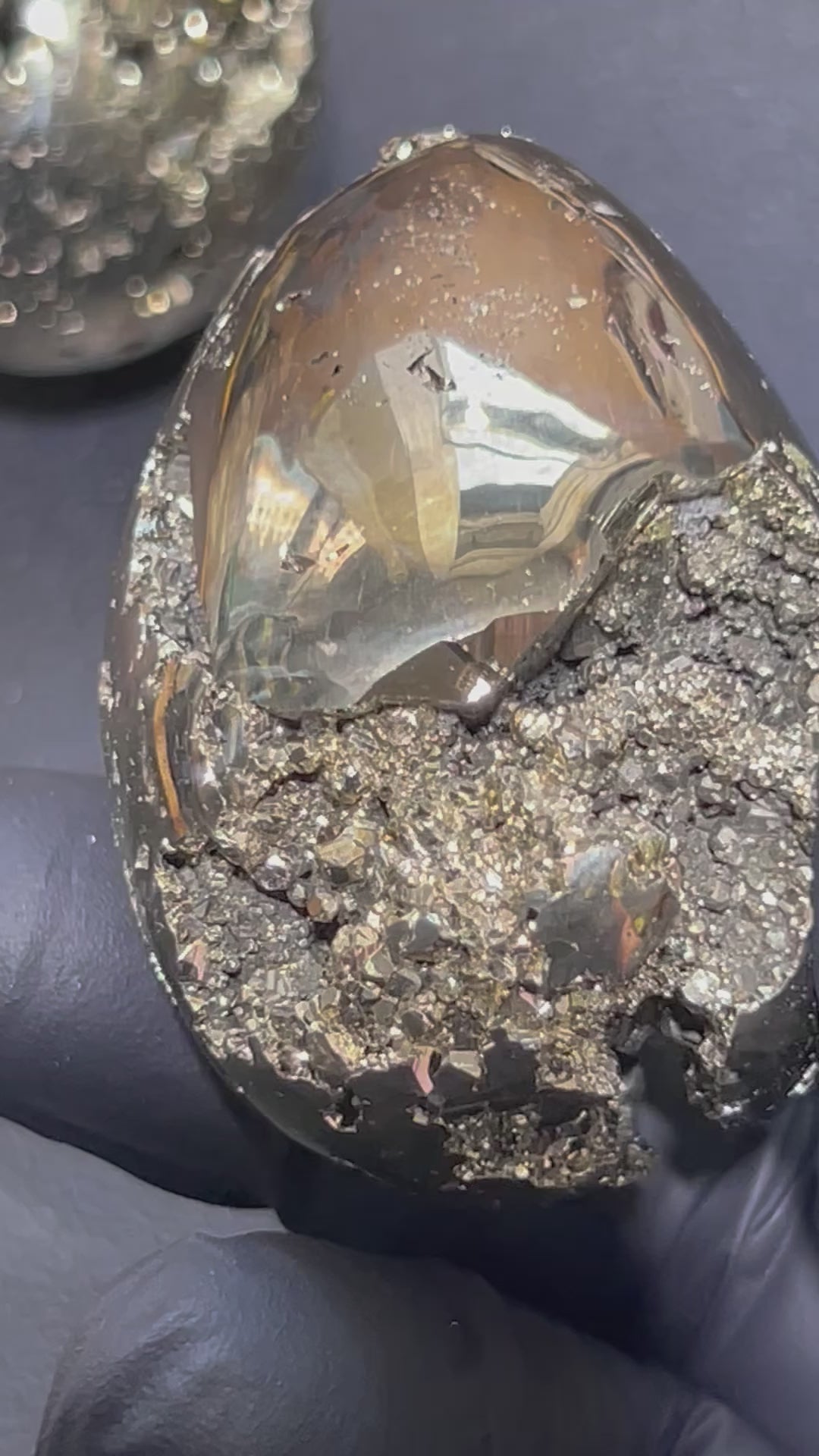 Iron Pyrite Druzy Crystal Egg Polished Gemstone Carvings Decor Supply