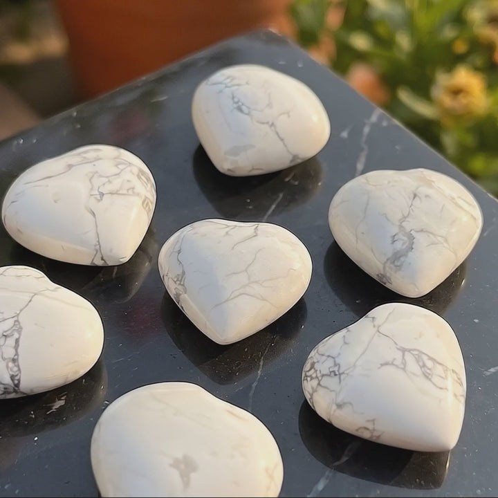 White Howlite Stone Small Heart Carving