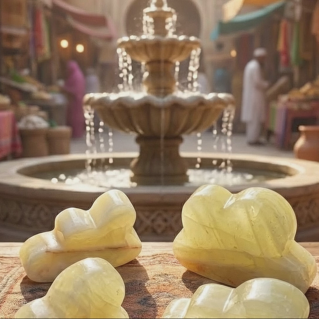 Yellow Calcite Cloud Shape Carving