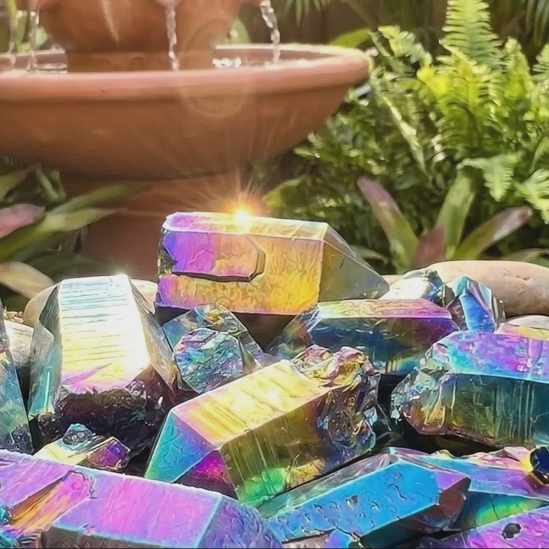 Titanium Aura Quartz (Coated) Crystals Rough Raw Points