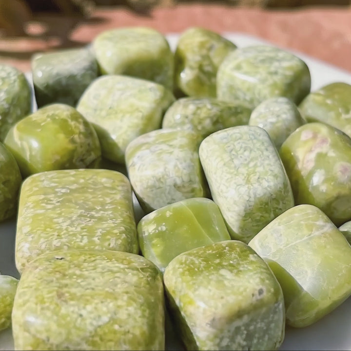 Green Serpentine Tumbled Stones (By The Piece or Pound)