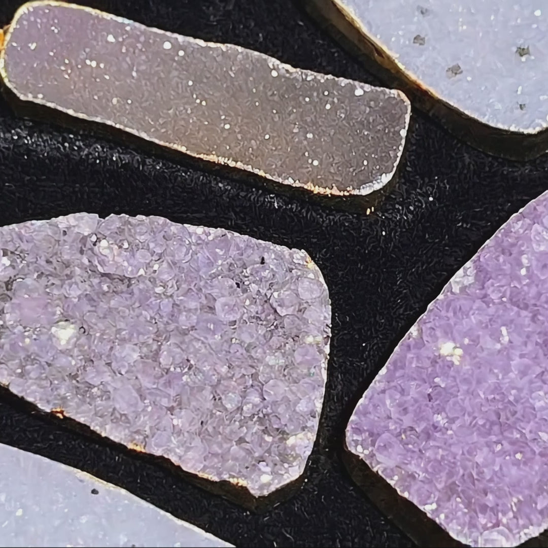 Large Agate and Amethyst Druzy Crystal Statement Pendants (Gold Plated)