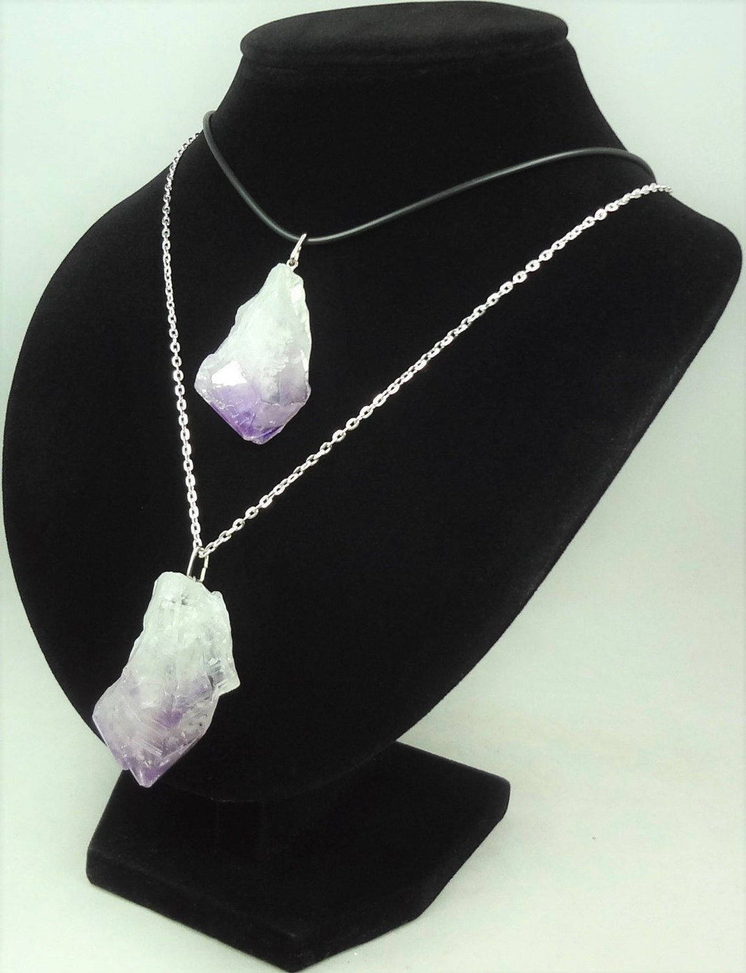 Amethyst Necklace Large Raw Crystal Point Pendant Purple Gemstone Charm Natural Silver Healing Crystals Stones Jewelry
