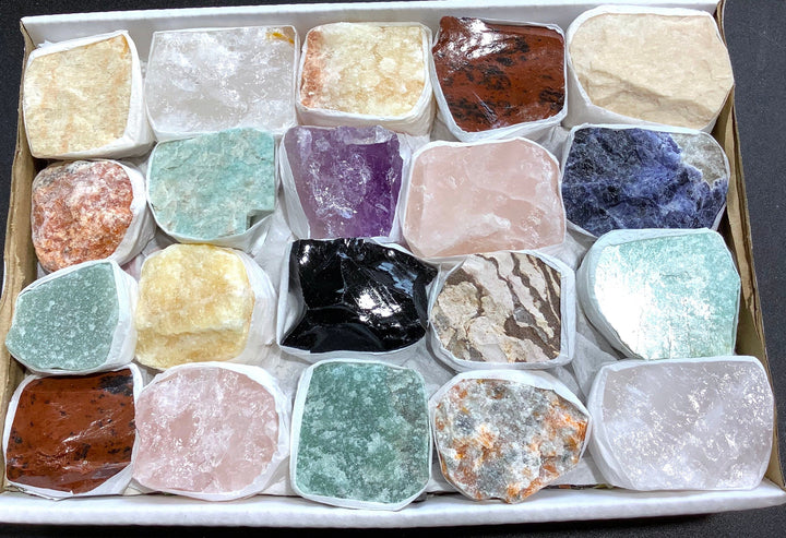 Bulk Wholesale Lot Mineral Flat Mixed Crystal Rock Collection Rough Raw Stones Gift Set