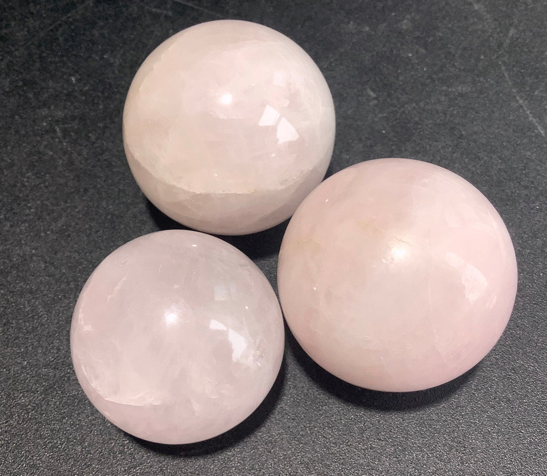 Wholesale Bulk Lot (3 Pcs) Pink Rose Quartz Crystal Balls Orbs Spheres