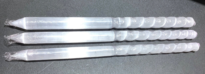 Selenite Crystal Wand Extra Long Large Spiral Point Polished