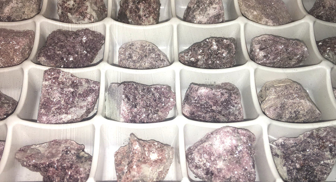 Bulk Wholesale Lot (24 Pcs) Lilac Lepidolite - Rough Raw Gemstone Flat