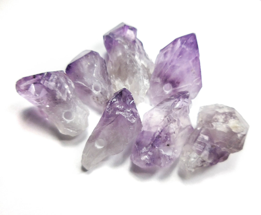 Raw Amethyst Crystal Point Necklace Pendant Purple Gemstone Bead