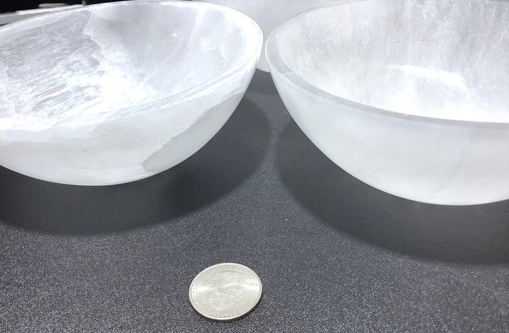 Wholesale Bulk Lot (3 Pack) Selenite Crystal Bowls 5.5 Inch