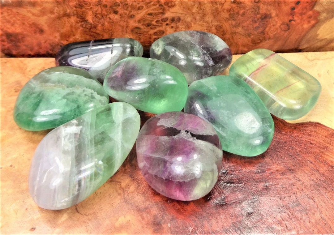 Bulk Wholesale Lot 1 LB Tumbled Fluorite Crystal One Pound Polished Natural Stones Green Blue Purple Rainbow